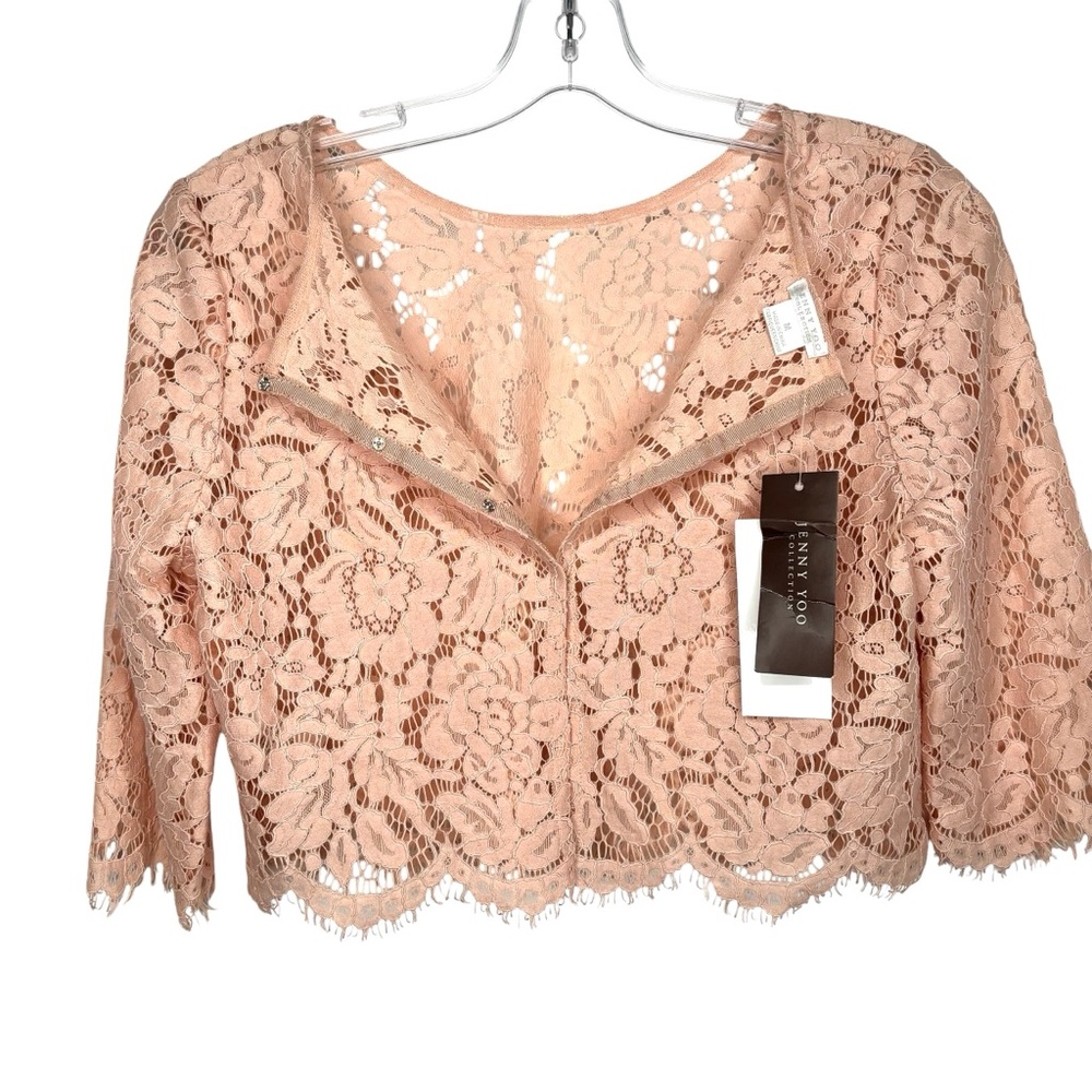 Jenny Yoo Cord Lace bridal topper cover up wrap bolero blush MEDIUM sleeve NWT - Picture 8 of 9